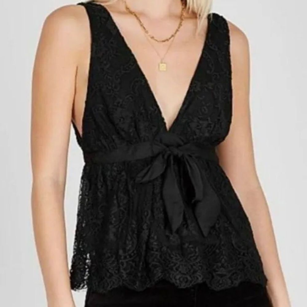 Free People Black Chante Lace Tank Top Size XS